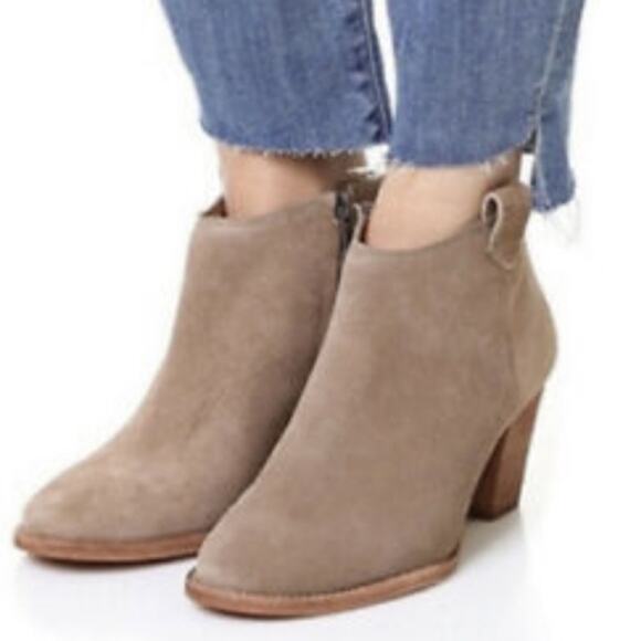 Madewell Billie Beige Suede Block Heel Ankle Boots Size 9.5 - Picture 8 of 8